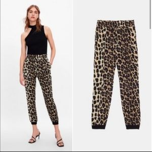 Zara Leopard Print Jogger Pants